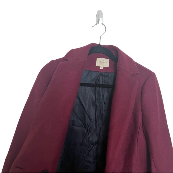 Sezane Burgundy Double-Breasted Coat - Picture 7 of 12